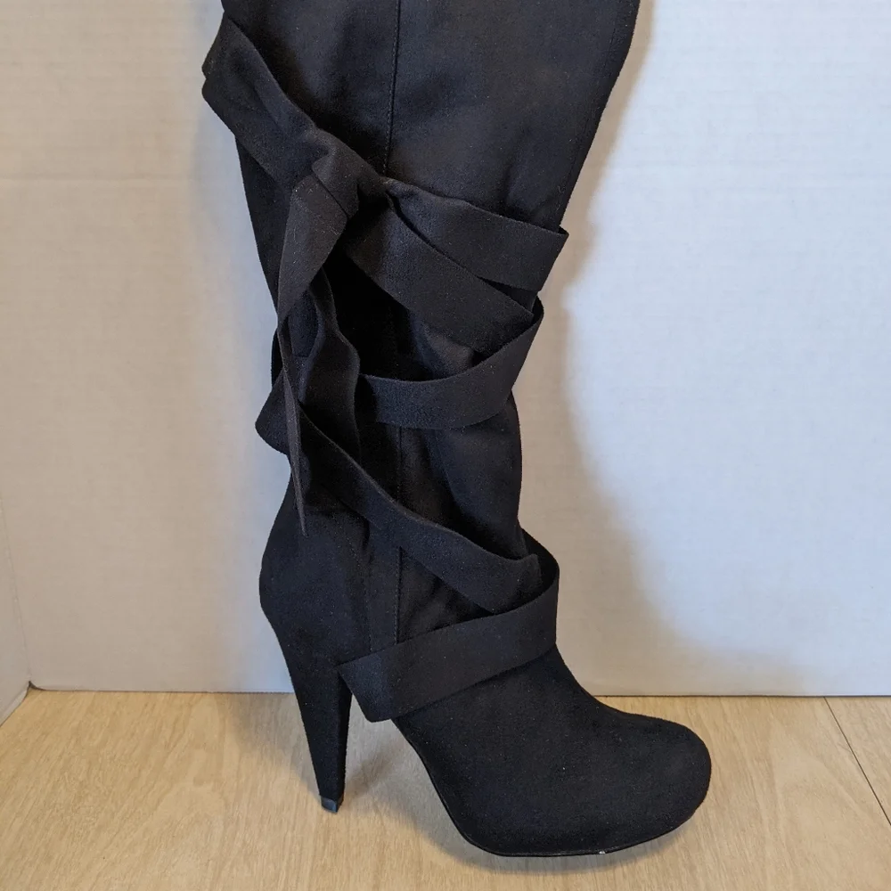 Spring Gift Faux Suede Wrap Tie Boots 8 - Picture 3 of 9